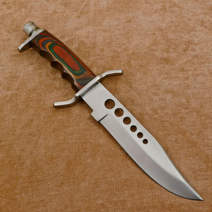 Rugged Handmade 12" D2 Clip Point Fixed Blade Bowie Hunting Knife with Sheath