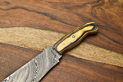 Custom Handmade Damascus Steel Chef Knife – Full Tang Sport Utility Blade