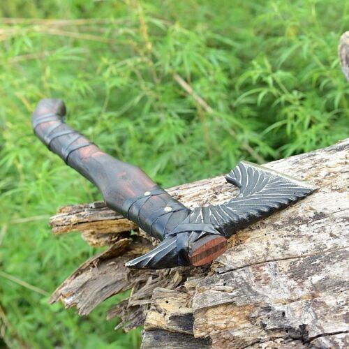 Hand Forged Handmade Carbon Steel Bearded Viking Axe 20 Inch Outdoor Camping Axe with Leather Sheath