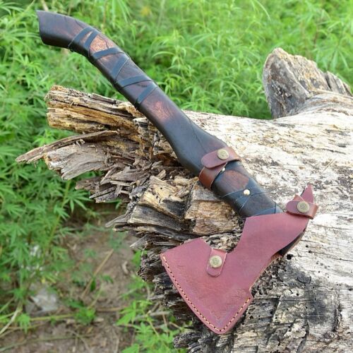 Hand Forged Handmade Carbon Steel Bearded Viking Axe 20 Inch Outdoor Camping Axe with Leather Sheath