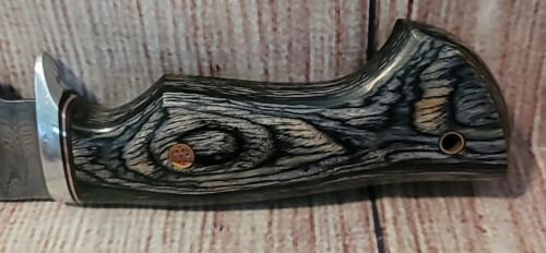 Heritage Forge Custom Handmade Damascus Steel Bowie Hunting Knife Natural Wood Handle with Sheath