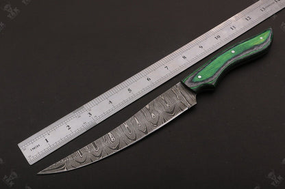 13" Handmade Damascus Fillet Knife Custom Fillet Knife With Pakka Wood Handle & Sheath