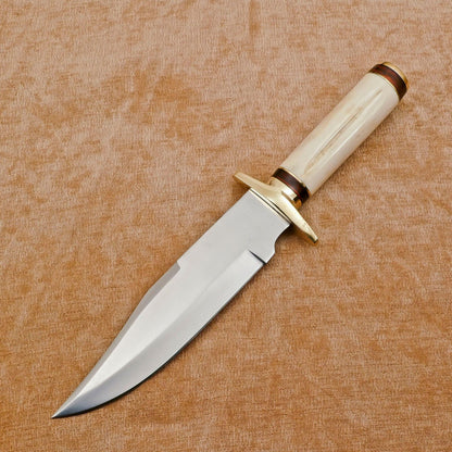 12" Handmade D2 Steel Fixed Blade Bowie Hunting & Camping Knife – Full Tang