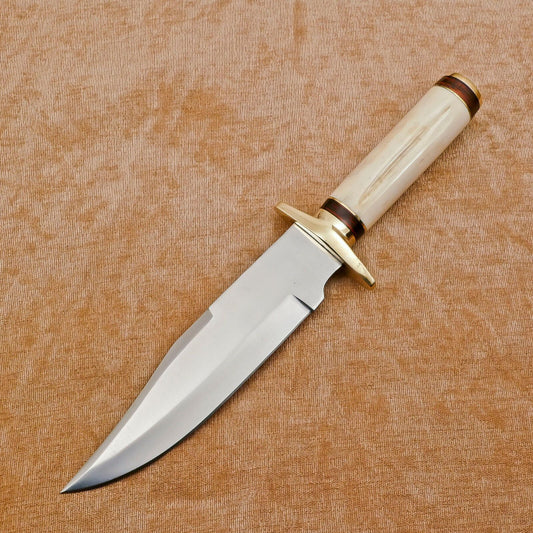 12" Handmade D2 Steel Fixed Blade Bowie Hunting & Camping Knife – Full Tang