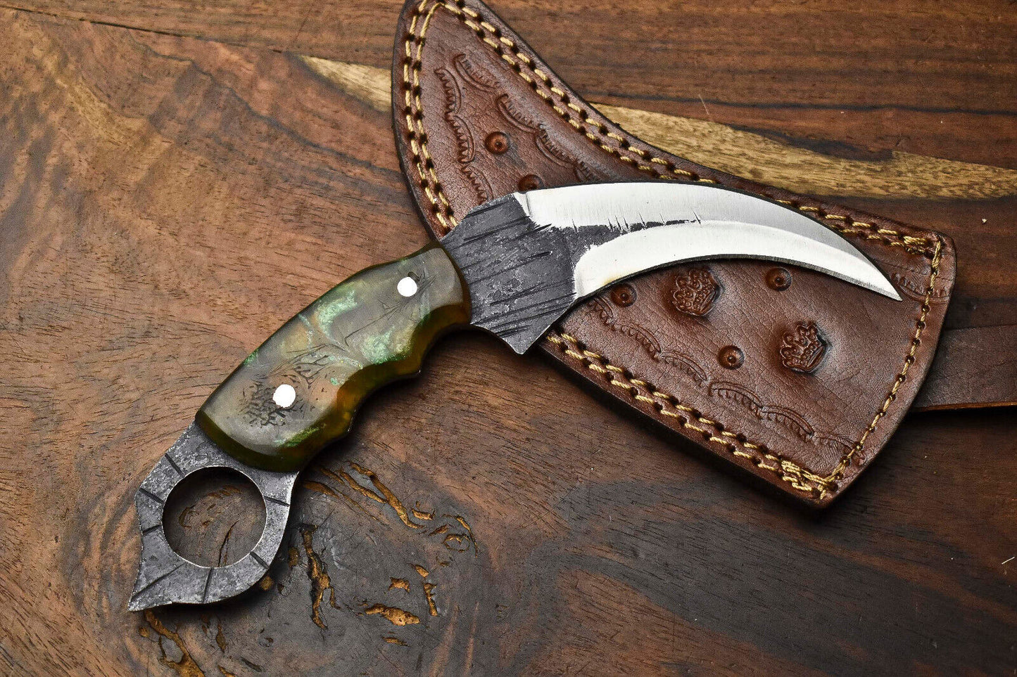 8.0" Handmade Best Karambit Knife Steel Karambit Knife With Full Tang Resin Handle