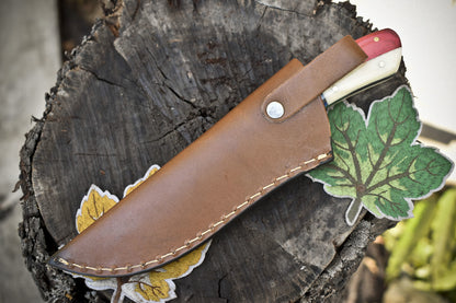 8.0" Twist Damascus Skinner Knife Mixed Handle Custom Handmade Outdoor Hunting Knife