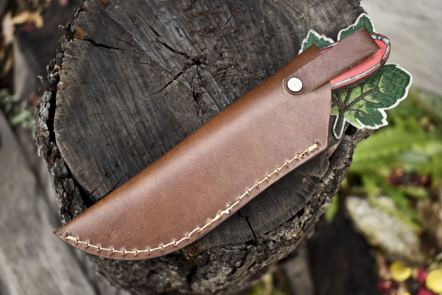 8.5" Twist Damascus Skinner Knife with Hardwood Handle | Handmade Hunting Gift Knife