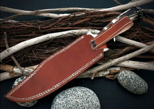 Heritage Forge 15 Inch Custom Damascus Steel Bowie Knife with Stag Antler Handle
