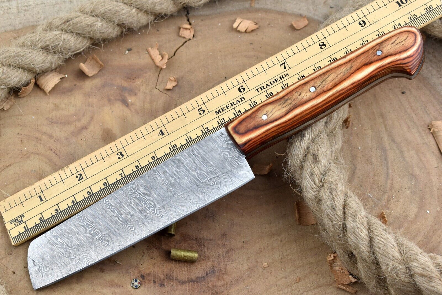 Custom Handmade Damascus Steel Chef Knife – 10" Kitchen Knife with 5.5" Blade & Dollar Sheet Handle