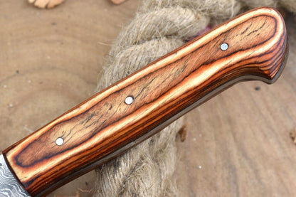 Custom Handmade Damascus Steel Chef Knife – 10" Kitchen Knife with 5.5" Blade & Dollar Sheet Handle