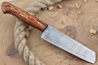 Custom Handmade Damascus Steel Chef Knife – 10" Kitchen Knife with 5.5" Blade & Dollar Sheet Handle
