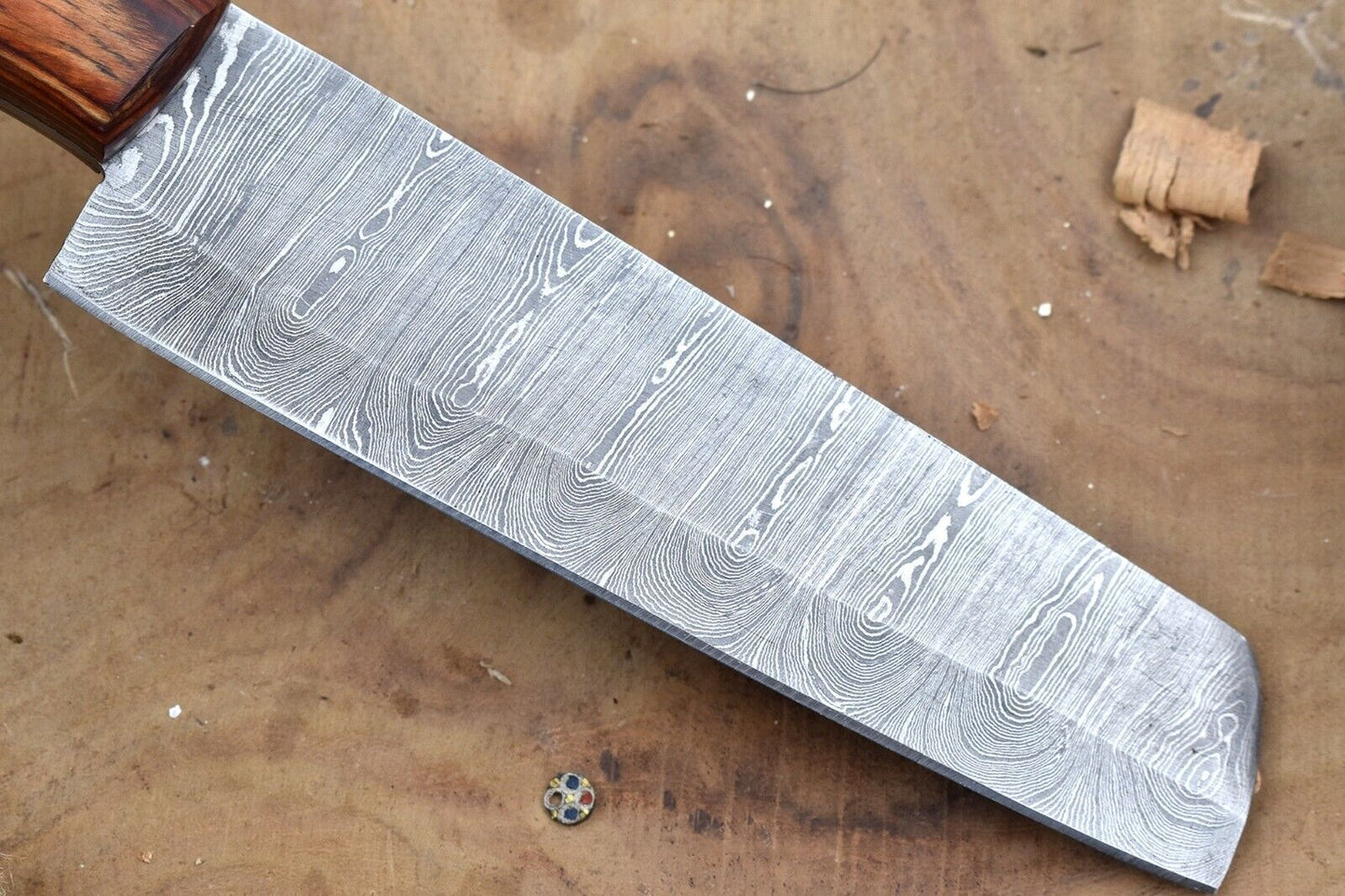 Custom Handmade Damascus Steel Chef Knife – 10" Kitchen Knife with 5.5" Blade & Dollar Sheet Handle