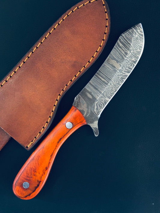 12" Cowboy Best Damascus Steel Bull Cutter Knife Custom Bull Cutter Knife With Wood Handle