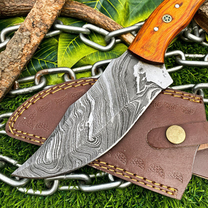 Custom Handmade Damascus Steel Full Tang Tracker Knife – Hardwood Handle