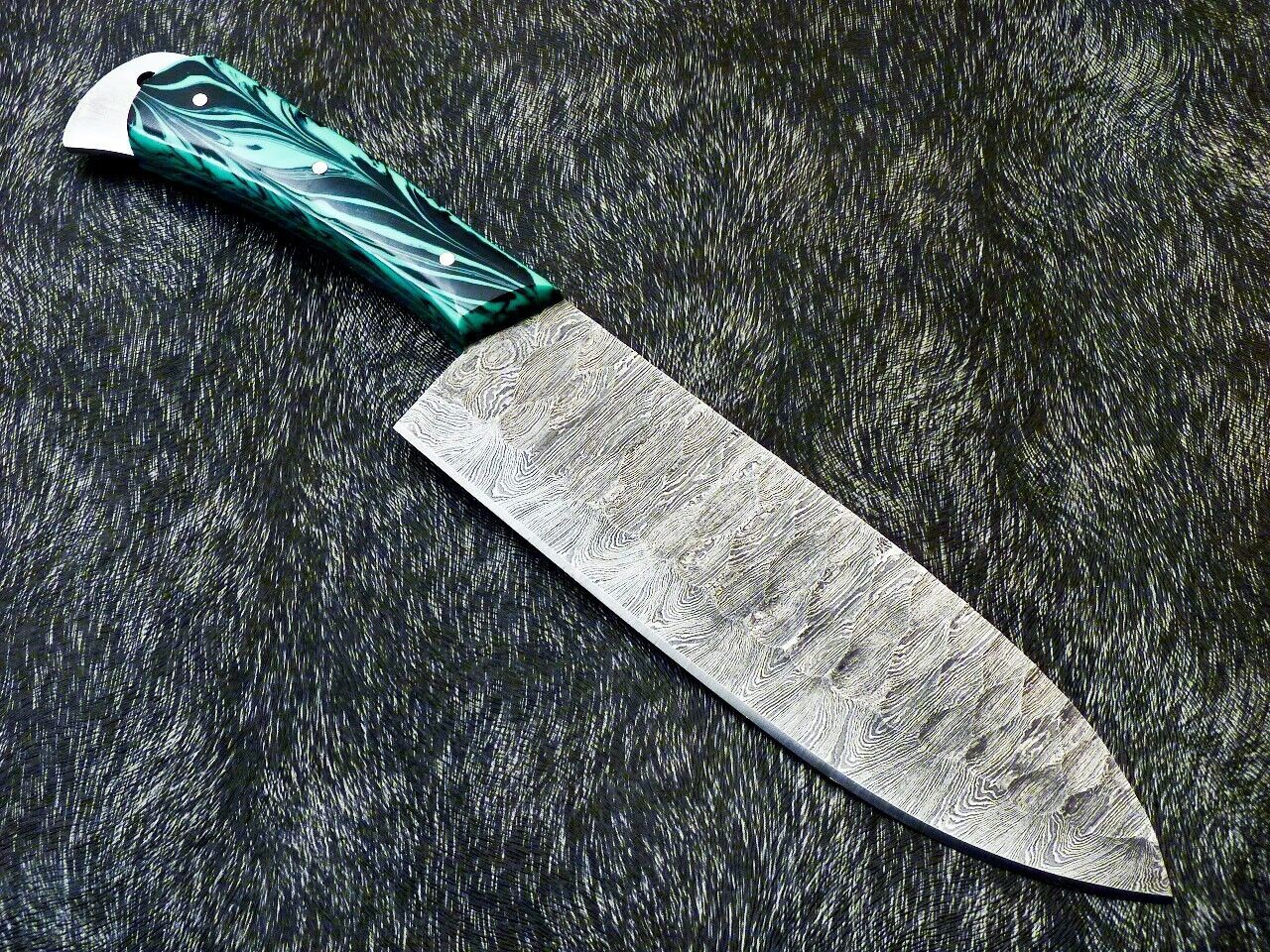 12" Handmade Damascus Steel Chef Knife – Custom Forged Kitchen Knife with Resin Handle