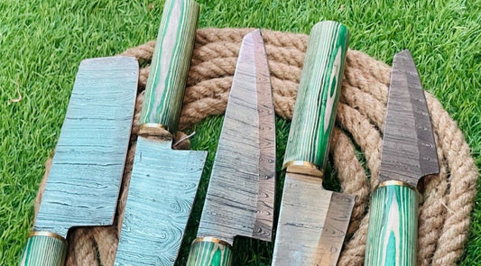 Custom 5-Piece Handmade Damascus Steel Chef Knife Set with Leather Bag – Kitchen Cutlery