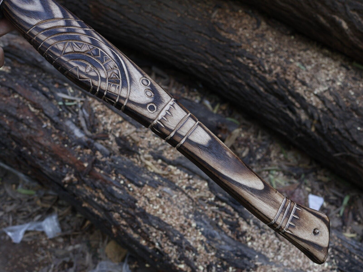 Handmade 21 Inch Viking Tomahawk Axe with Carbon Steel Blade and Engraved Ash Wood Handle