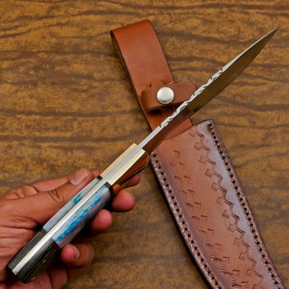 Handmade 12-Inch D2 Steel Full Tang Bowie Hunting Knife with Bone & Wood Handle