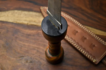 13" Damascus Dagger Bowie Knife – Walnut Wood Handle