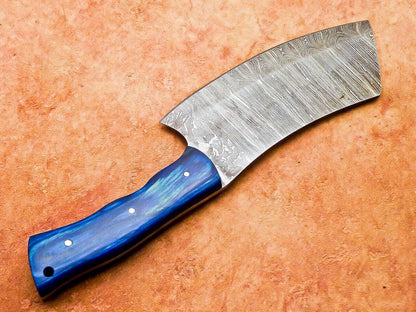 11" Custom Handmade Damascus Steel Chef Cleaver Knife with Hard Wood Handle