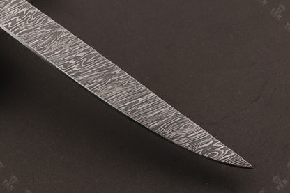 13" Custom Hand Forged Fire Damascus Steel Fillet Knife Damascus Fillet Knife With Leather Sheath
