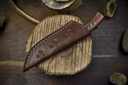 Twist Damascus Skinner Knife with Hardwood Handle Handmade Fishing Blade