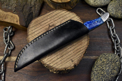 9.5" Hand Forged Skinner Knife Twist Damascus Micarta Handle with Sheath
