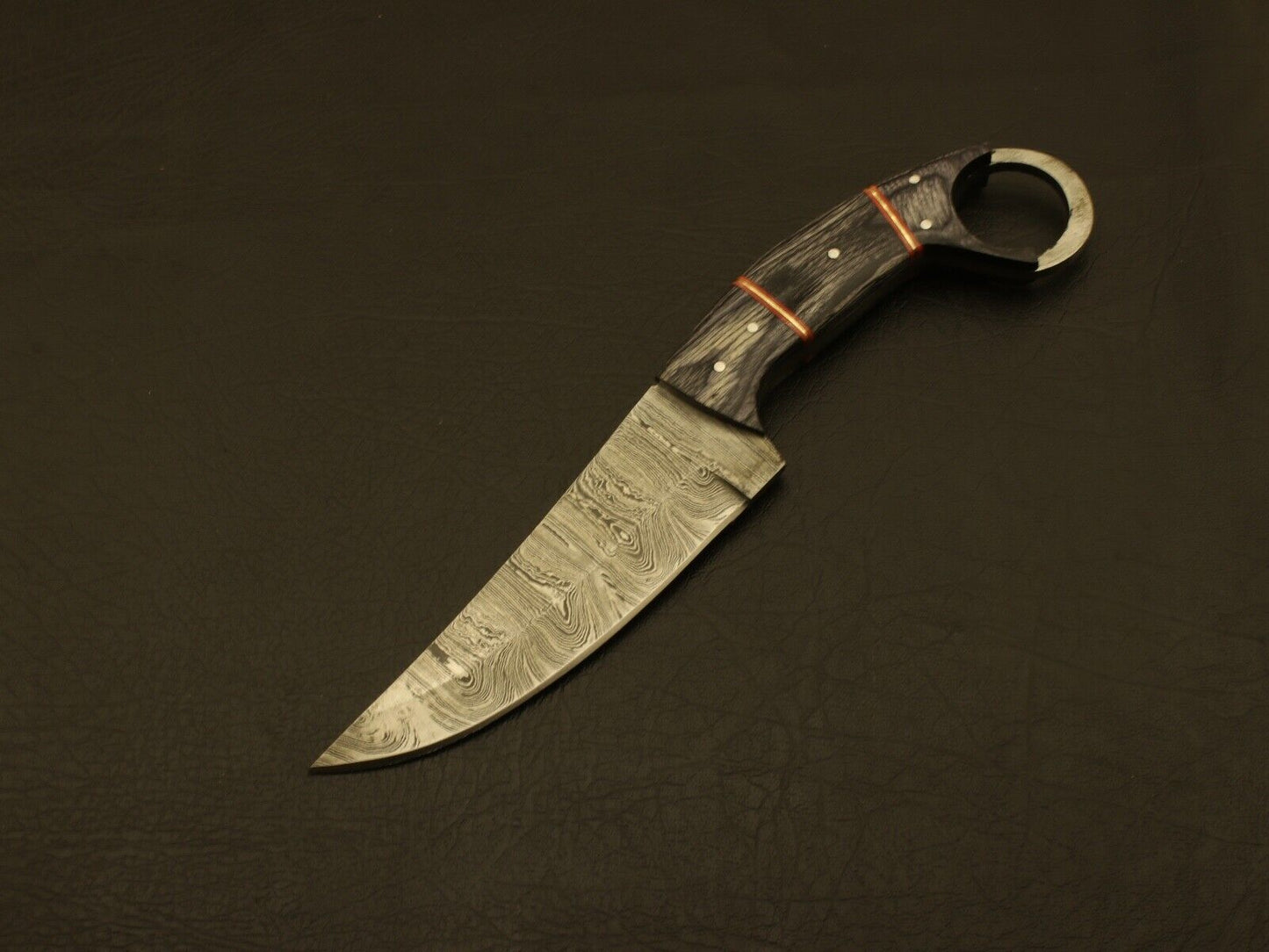 Damascus Steel Bowie Knife with Pakka Wood and Stag Handle 8 Inch