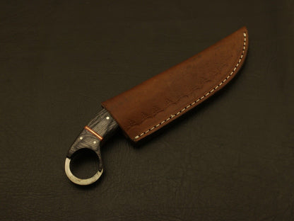 Damascus Steel Bowie Knife with Pakka Wood and Stag Handle 8 Inch