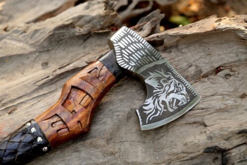 Custom Handmade Forged Carbon Steel Axe – Viking Tactical Hatchet Tomahawk with Cold Steel Axe Head Cane