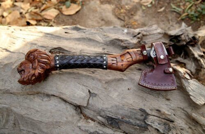 Custom Handmade Forged Carbon Steel Axe – Viking Tactical Hatchet Tomahawk with Cold Steel Axe Head Cane