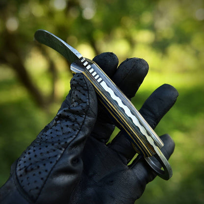 Custom Forged Damascus Karambit Knife Damascus Steel Knife with Wood Handle