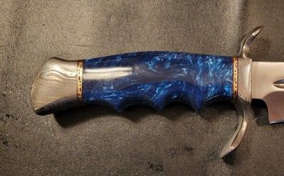 12 Inch Custom D2 Tool Steel Combat Bowie Knife with Resin Handle & Leather Sheath