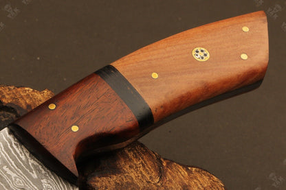 9" Hand Forged Twist Damascus Steel Bowie Bowie Knife | Wood Handle