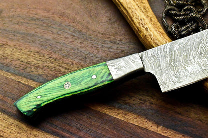 Custom Handmade Damascus Steel Chef Kitchen Knife – 12" Full Tang with 7" Blade & 5" Hardwood Handle