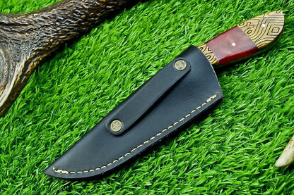 8 Inch Custom Damascus Bowie Hunting Knife with Resin and Wood Handle