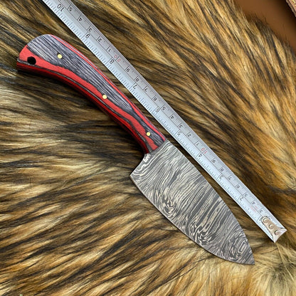 Custom Hand Forged Damascus Steel 4-Piece Kitchen Chef Knife Set with Leather Sheath