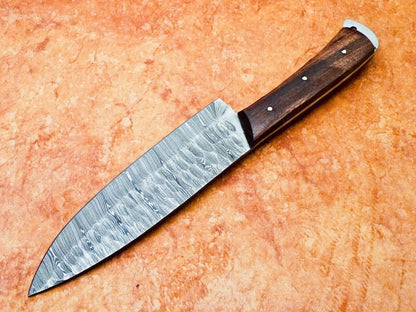 12" Professional Damascus Chef Knife – Handmade Kitchen Knife with Natural Wood Handle
