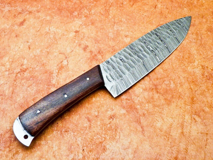 12" Professional Damascus Chef Knife – Handmade Kitchen Knife with Natural Wood Handle