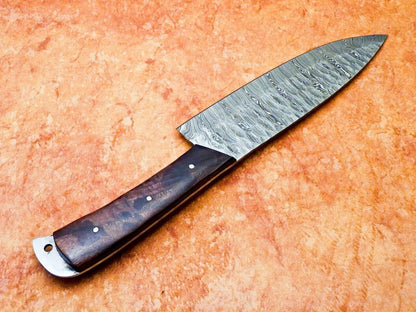 12" Professional Damascus Chef Knife – Handmade Kitchen Knife with Natural Wood Handle