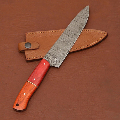 Premium Custom Handmade Damascus Steel Chef Knife | 12" Kitchen Knife with Wood Handle