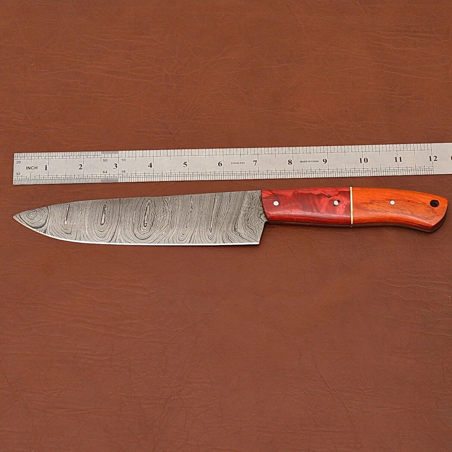 Premium Custom Handmade Damascus Steel Chef Knife | 12" Kitchen Knife with Wood Handle