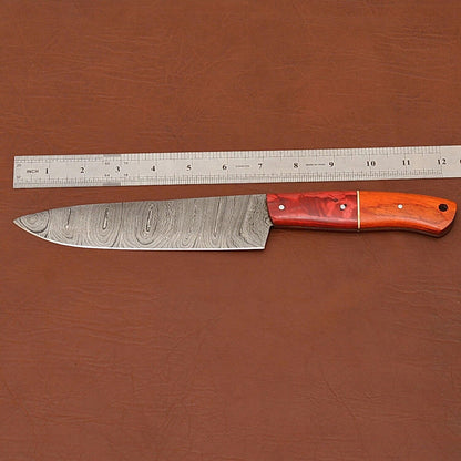 Premium Custom Handmade Damascus Steel Chef Knife | 12" Kitchen Knife with Wood Handle