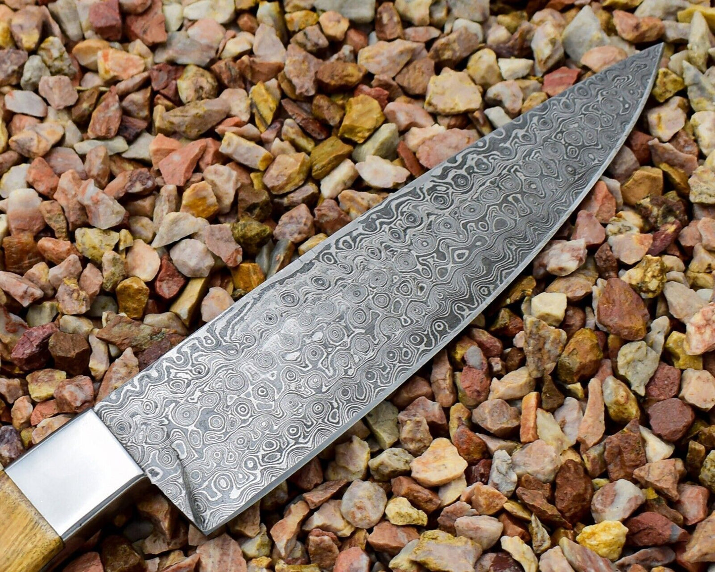 Premium Handmade Damascus Steel Chef Knife with Olive Wood Handle – Full Tang Kitchen Knife