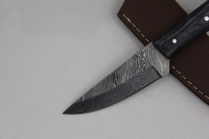 Handmade Damascus Skinner Knife PakkaWood Handle Custom Fixed Blade