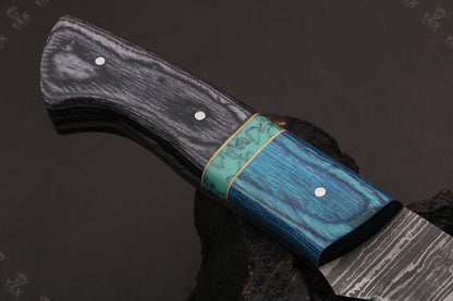13.5" Handmade Fire Damascus Steel Fillet Knife Damascus Fillet Knife With Leather Sheath