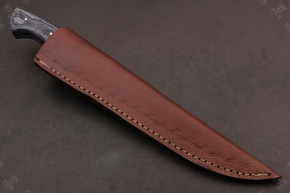 13.5" Handmade Fire Damascus Steel Fillet Knife Damascus Fillet Knife With Leather Sheath
