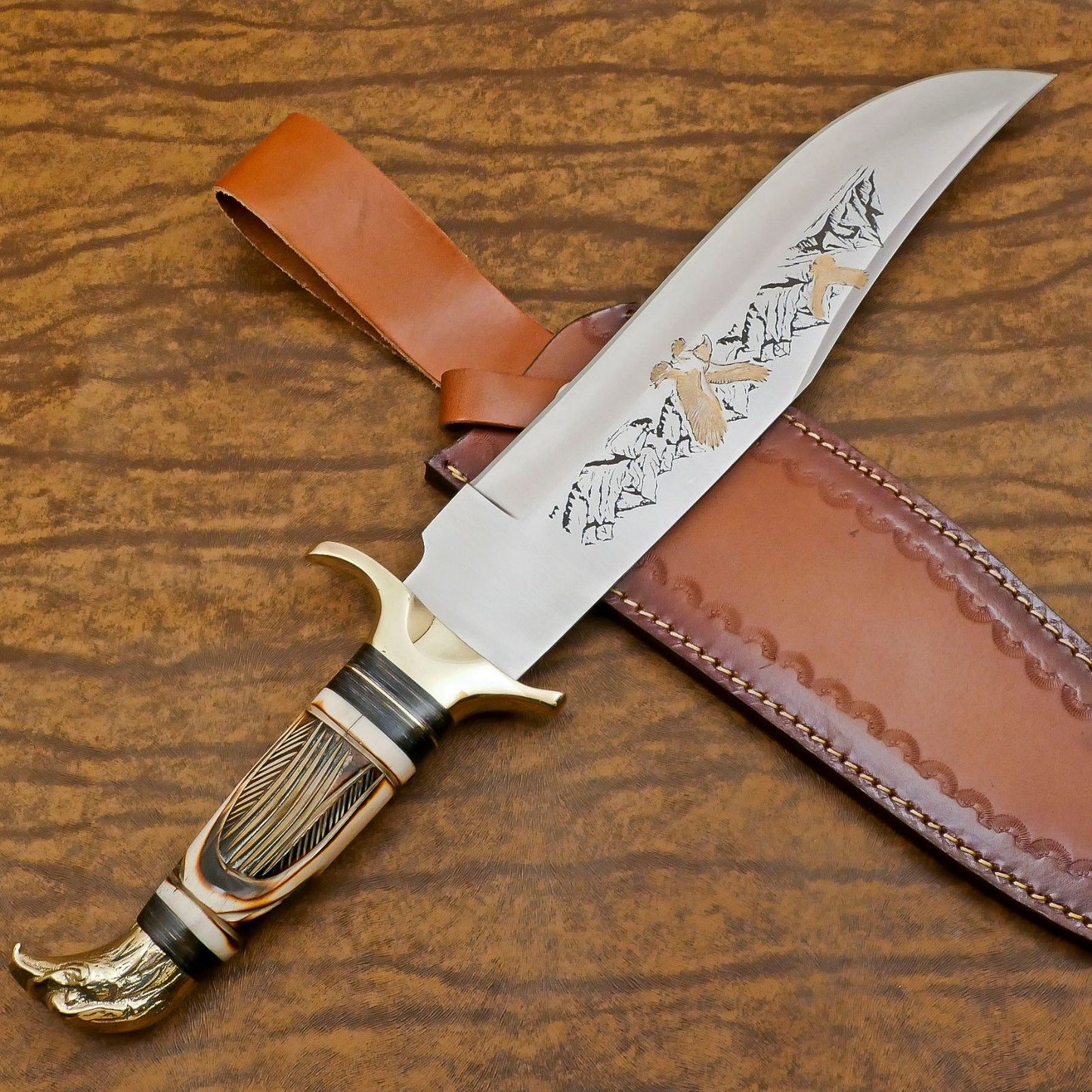 Elite Handmade D2 Steel Bowie Knife – 13-Inch Hunting & Camping Survival Blade