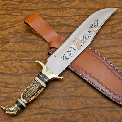 Elite Handmade D2 Steel Bowie Knife – 13-Inch Hunting & Camping Survival Blade