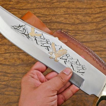 Elite Handmade D2 Steel Bowie Knife – 13-Inch Hunting & Camping Survival Blade